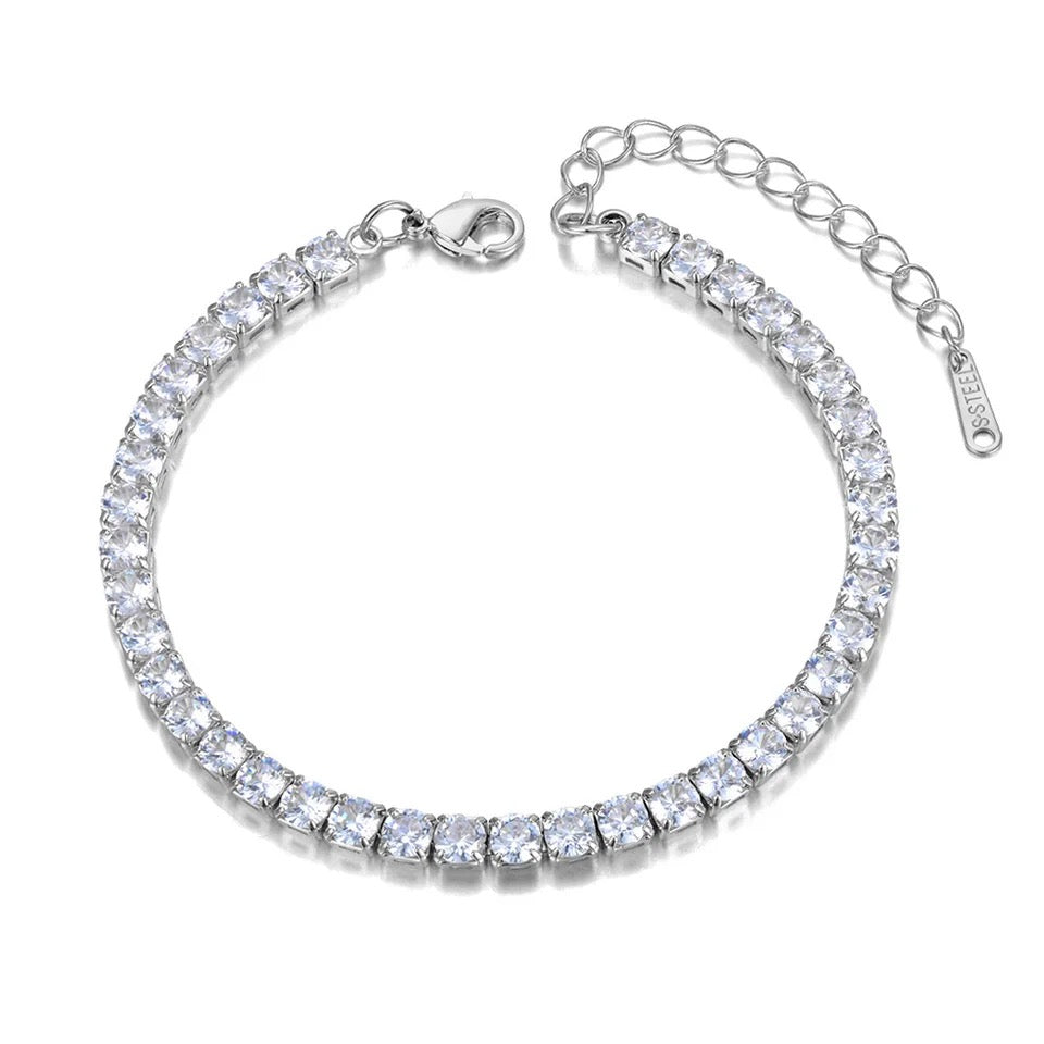 4mm Silver Cubic Zirconia Tennis Bracelet