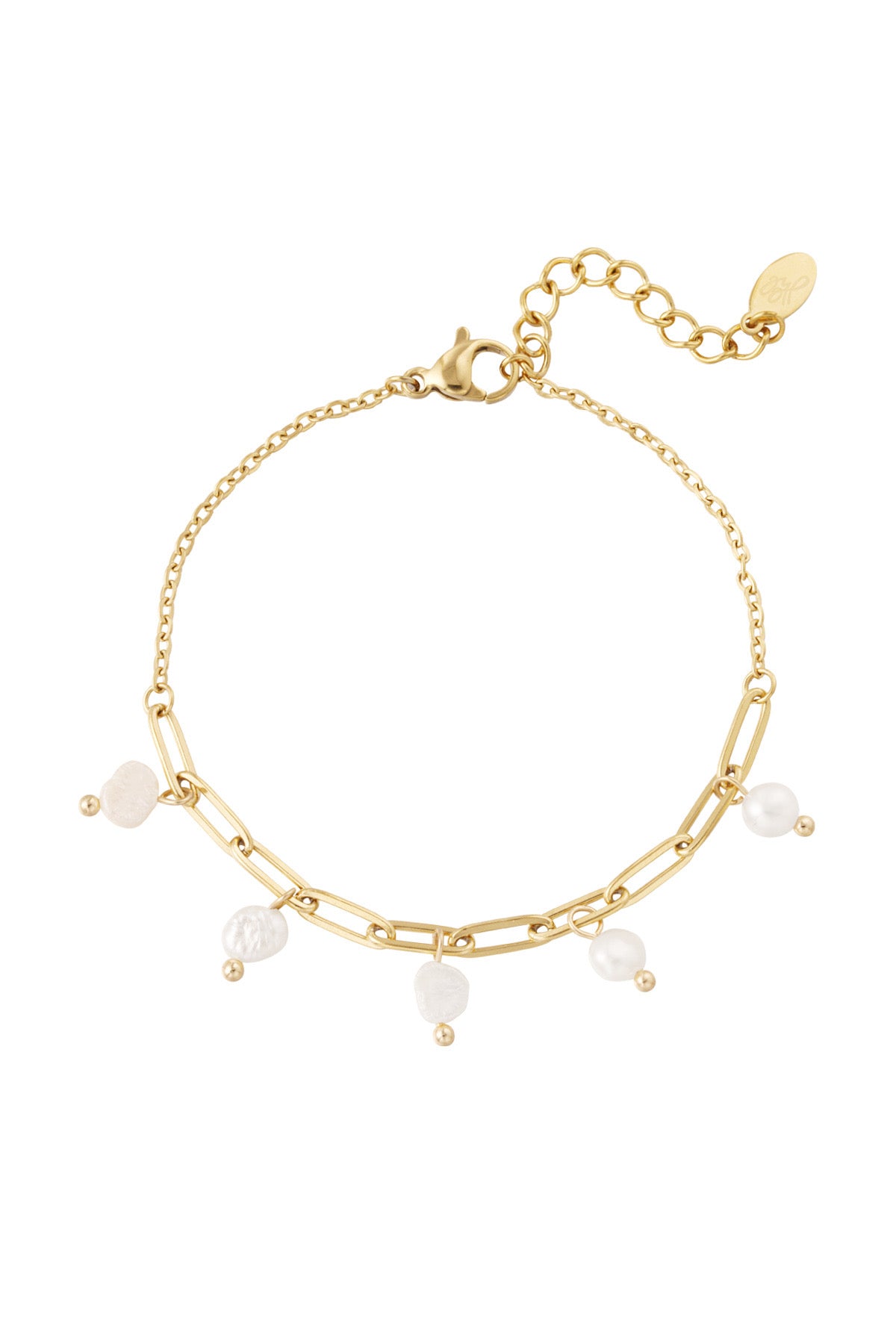Gold Pearl Charm Bracelet