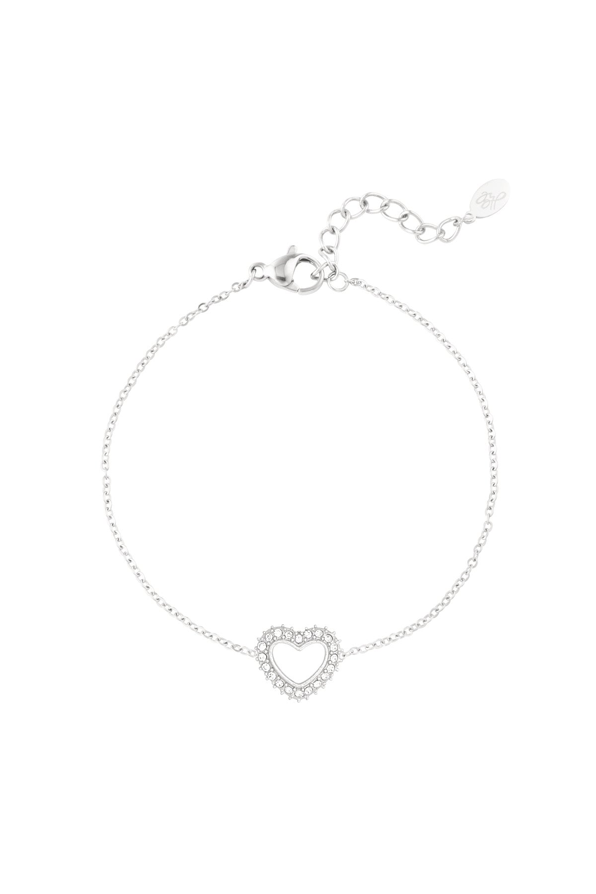 Silver Heart Cubic Zirconia Stud Bracelet