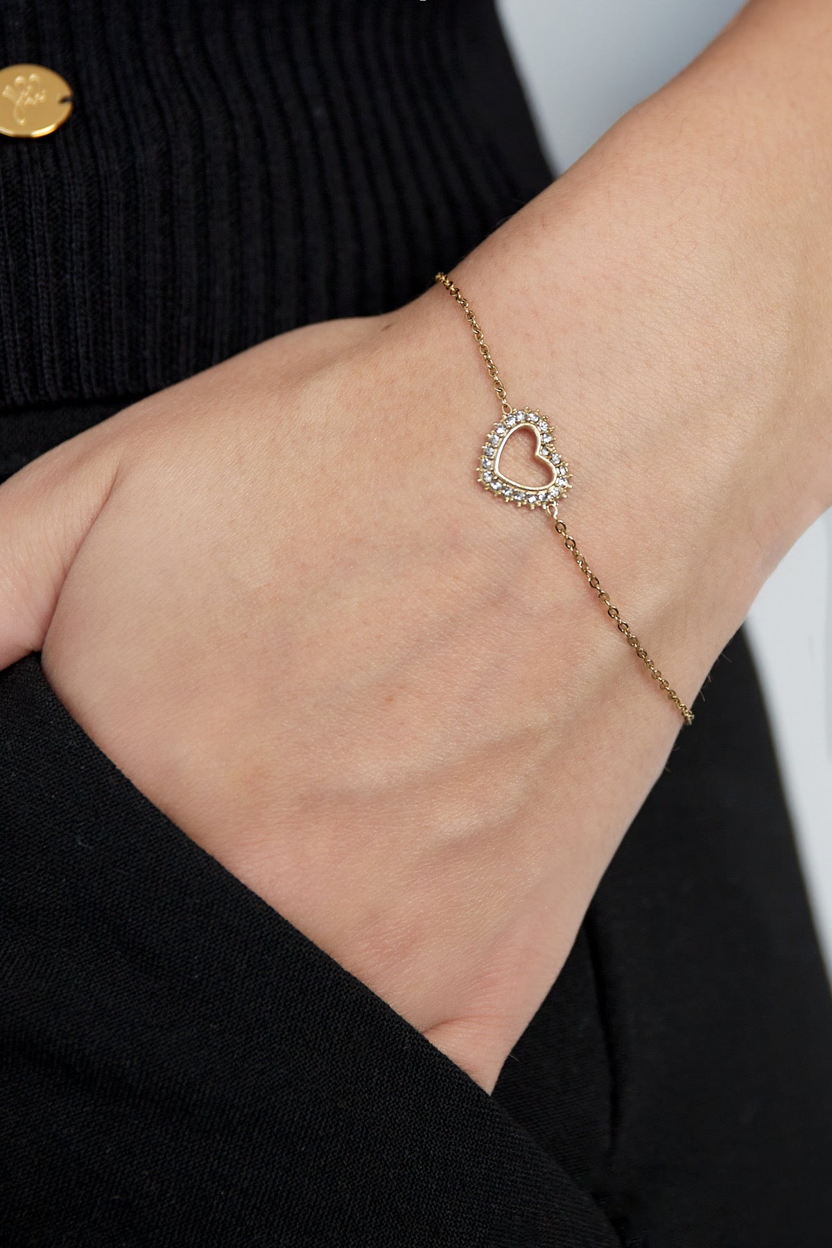 Silver Heart Cubic Zirconia Stud Bracelet
