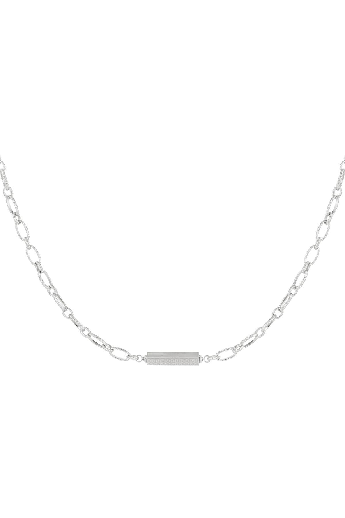 Silver Bar Link Chain Necklace