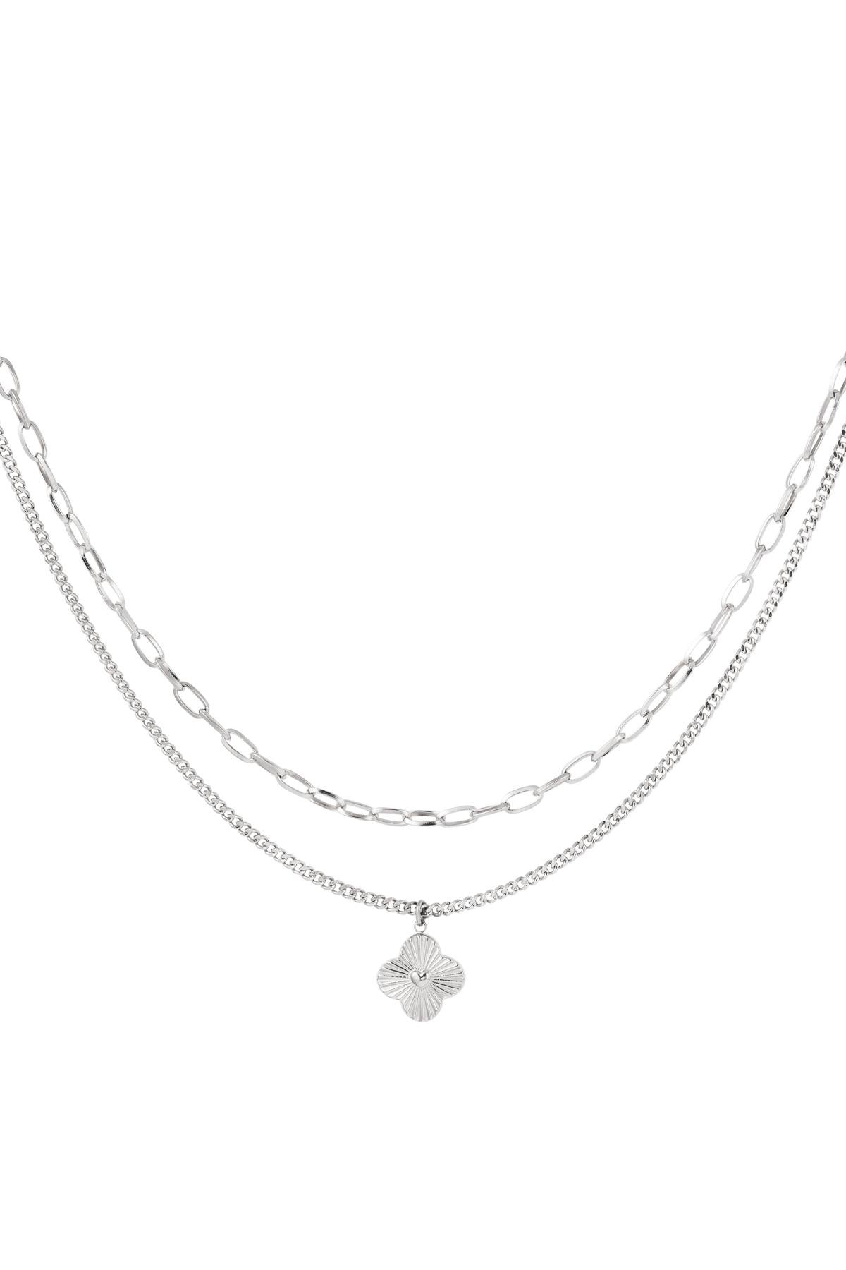 Silver Double Layered Clover Necklace