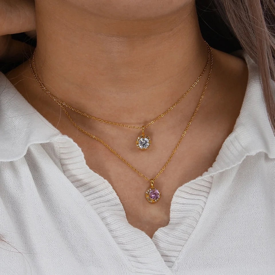 Round Cubic Zirconia Pendant Necklace