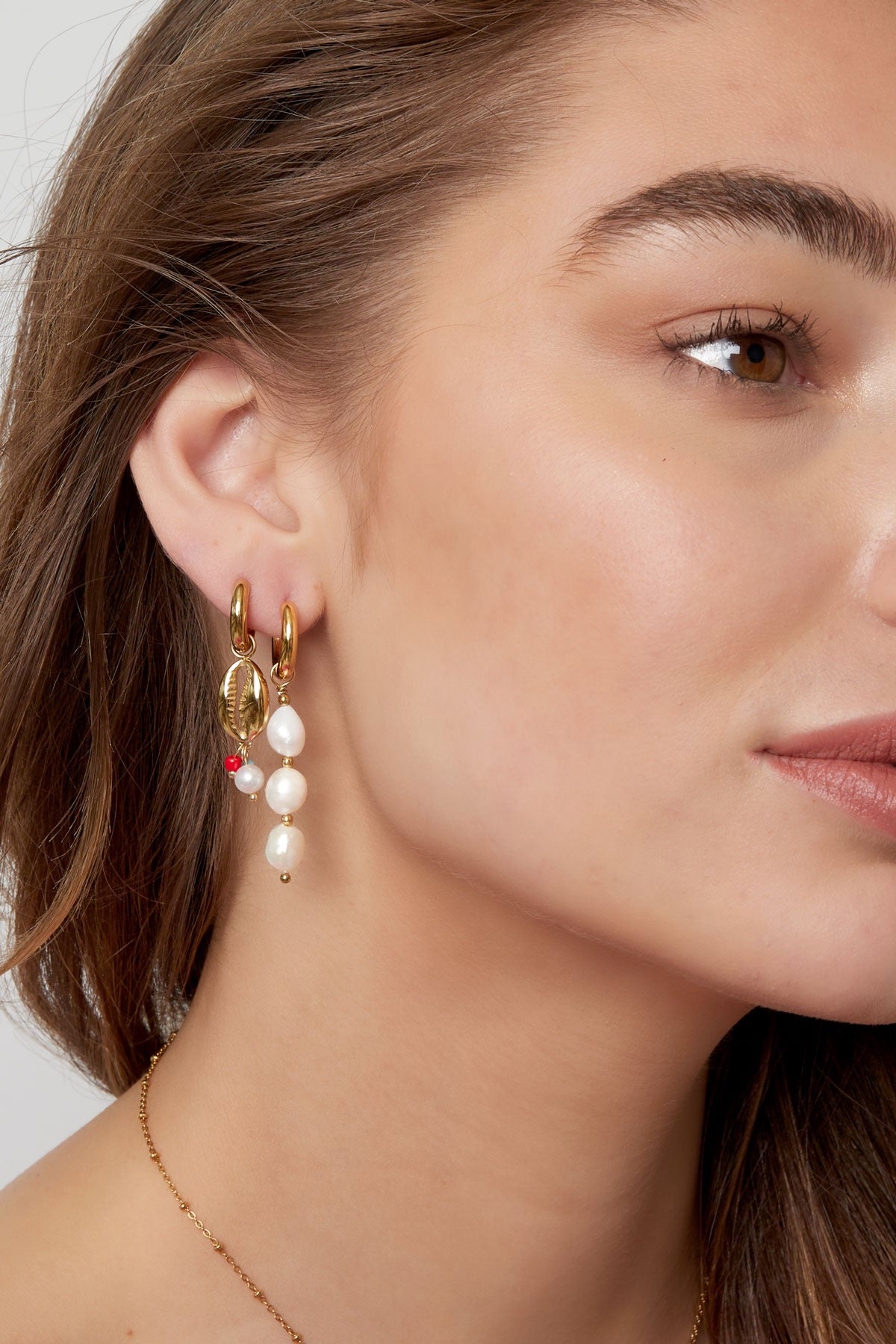 Gold Pearl Drop Earrings