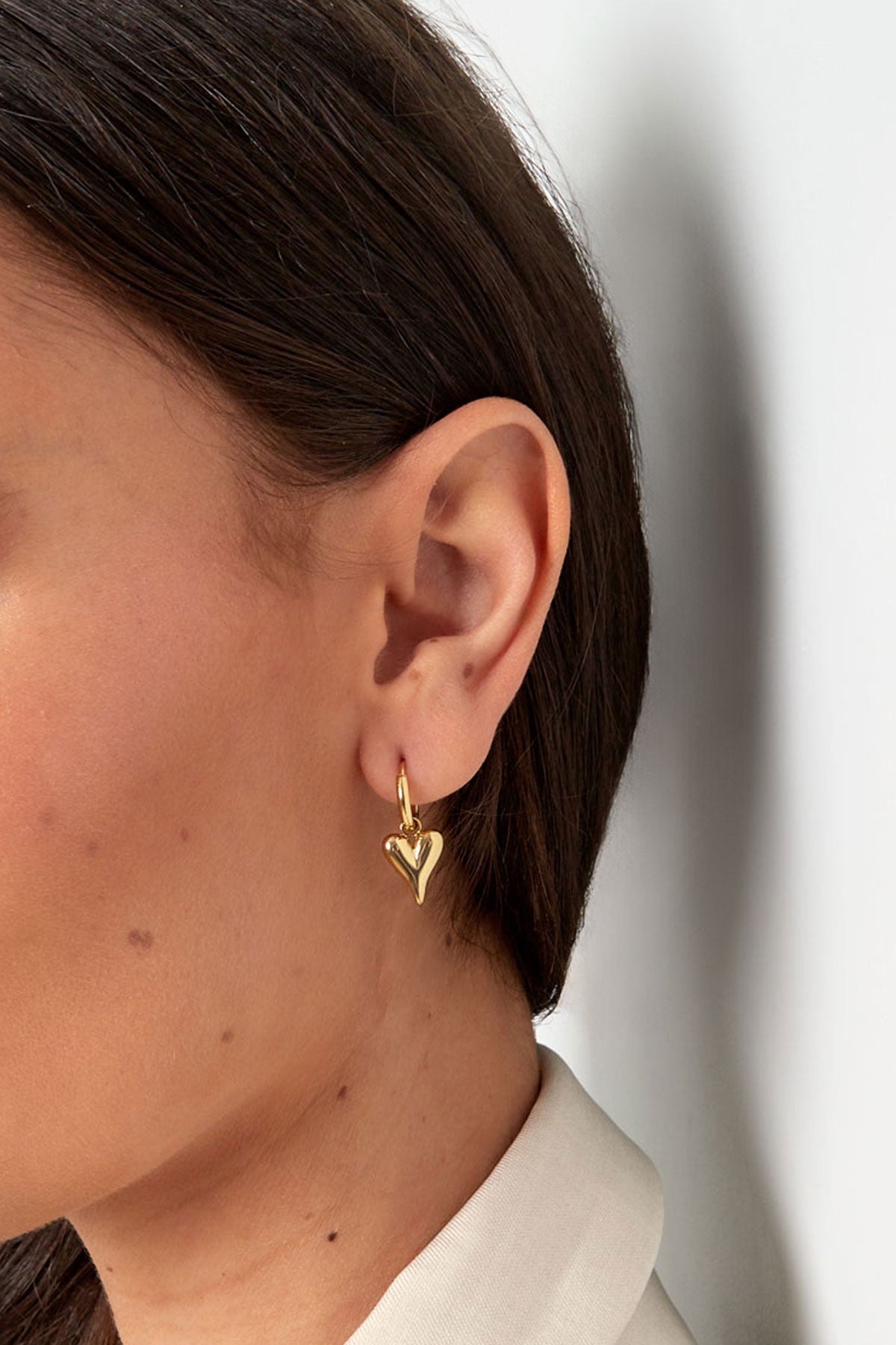 Silver Heart Drop Earrings