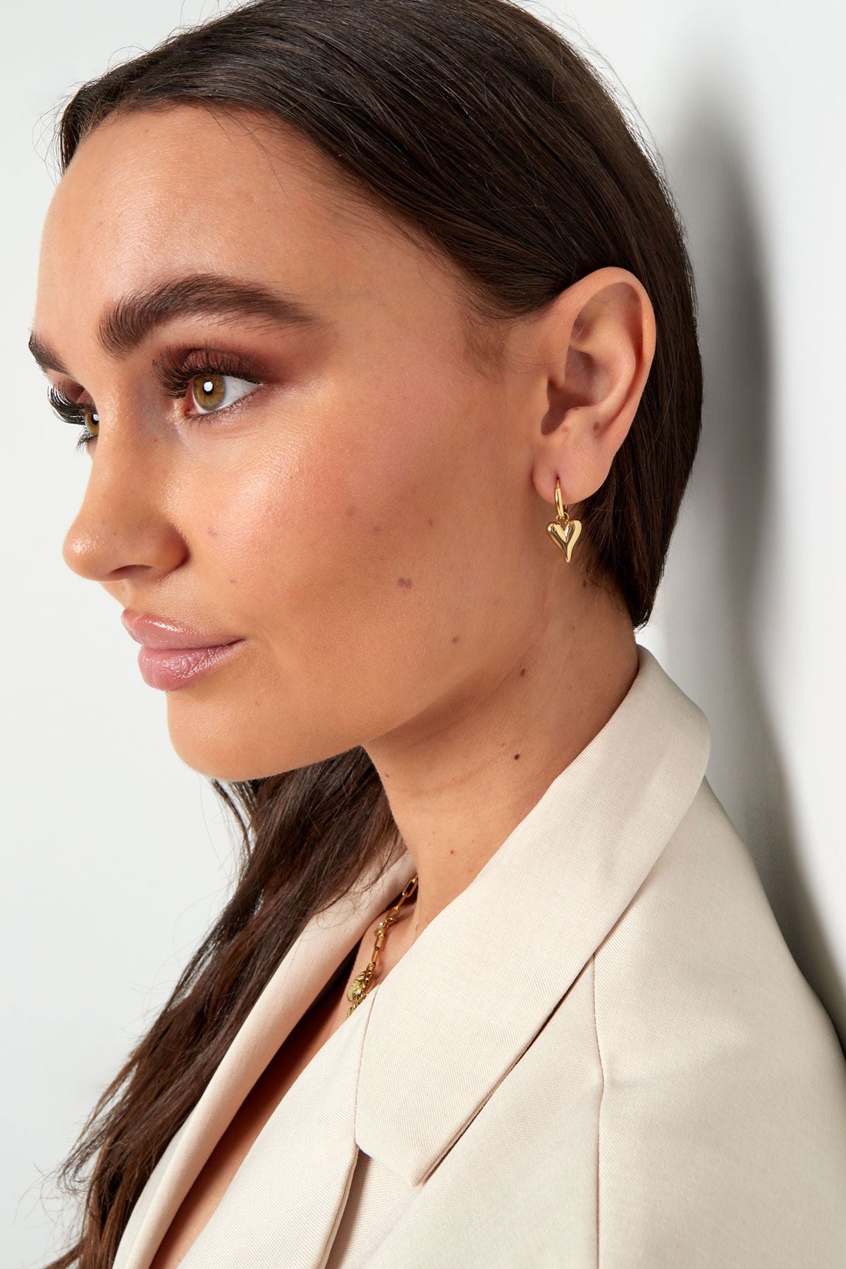 Gold Heart Drop Earrings