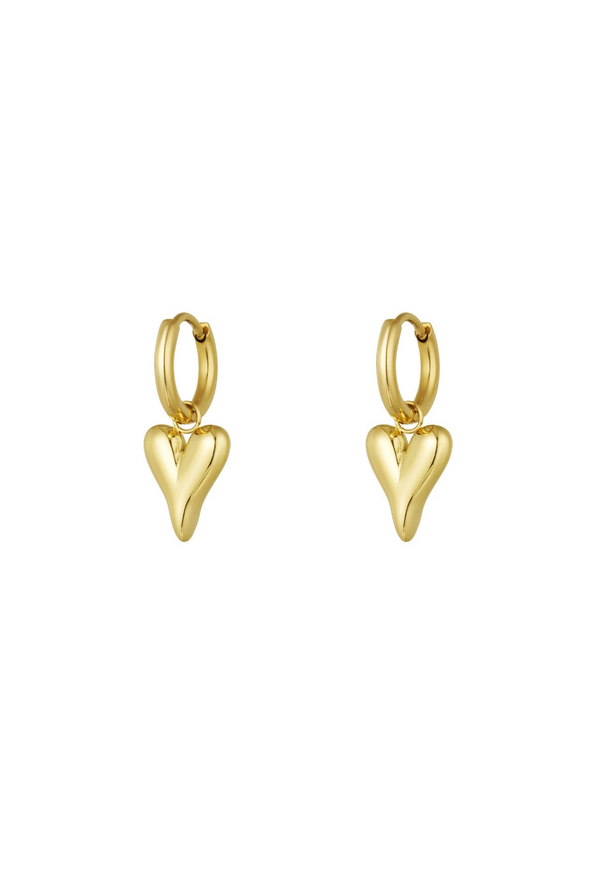 Gold Heart Drop Earrings