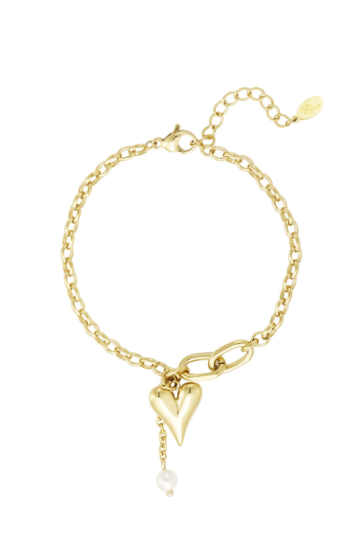 Gold Pearl Heart Bracelet