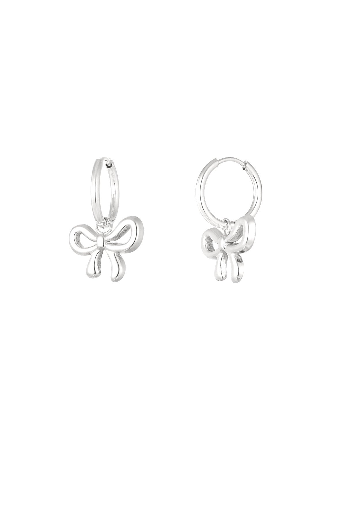 Phoebe - Tied With Grace - Silver Bow Hoop Earrings