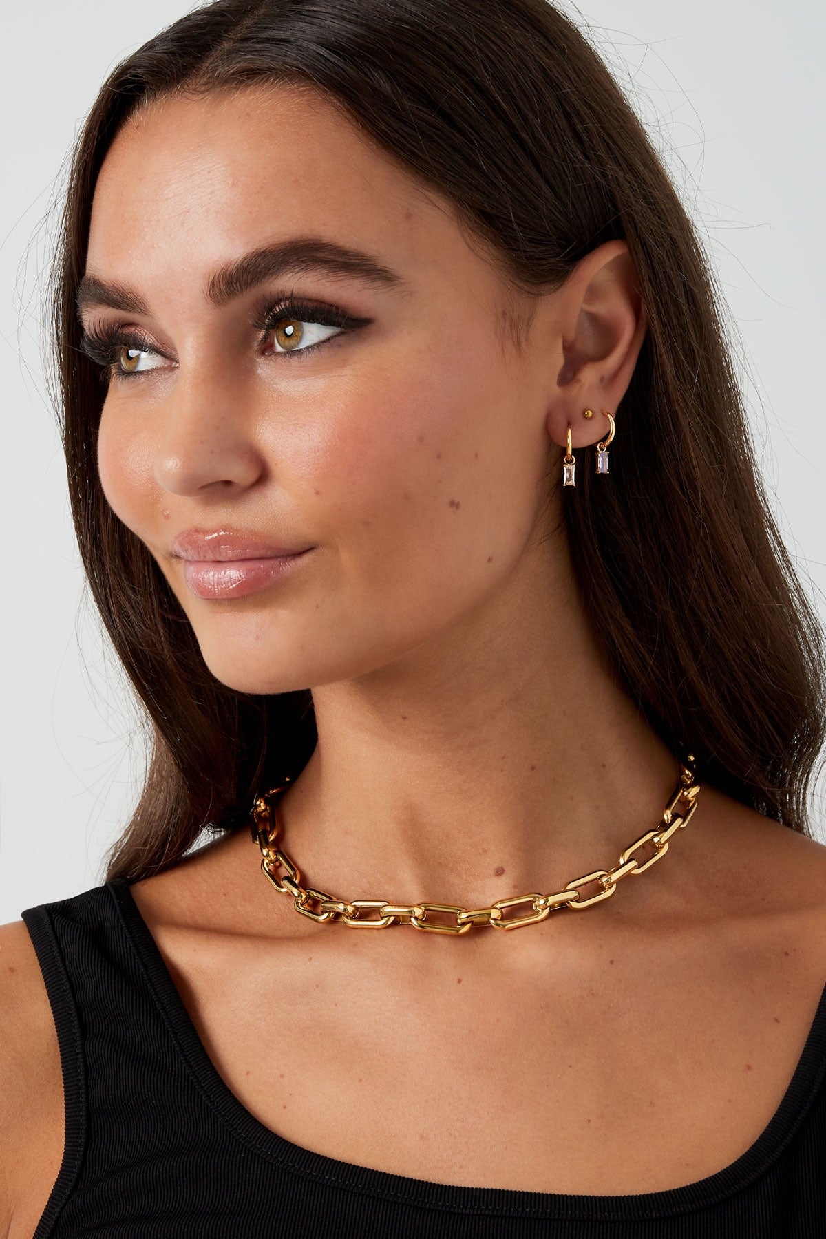 Gold Link Chain Choker Necklace