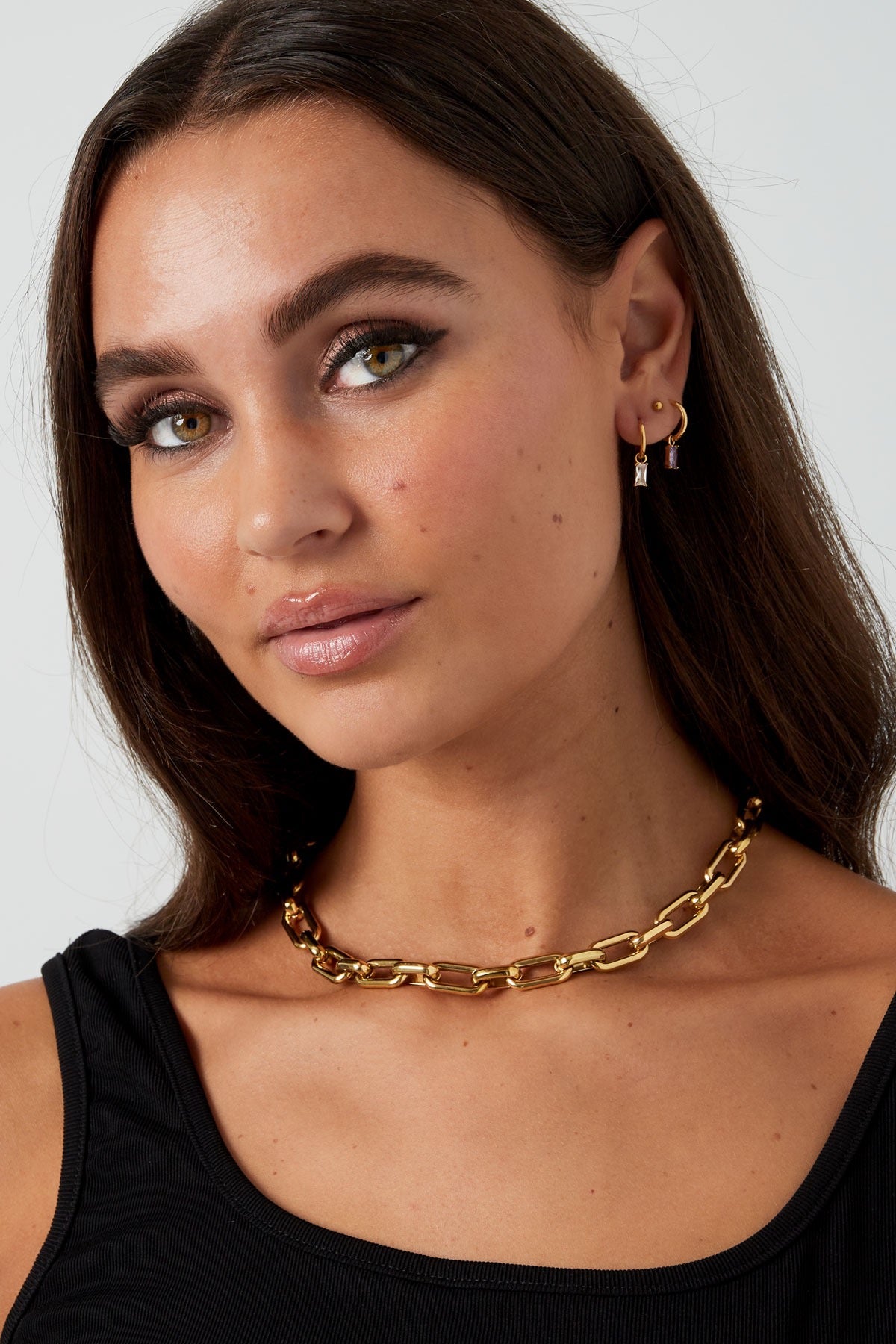 Gold Link Chain Choker Necklace