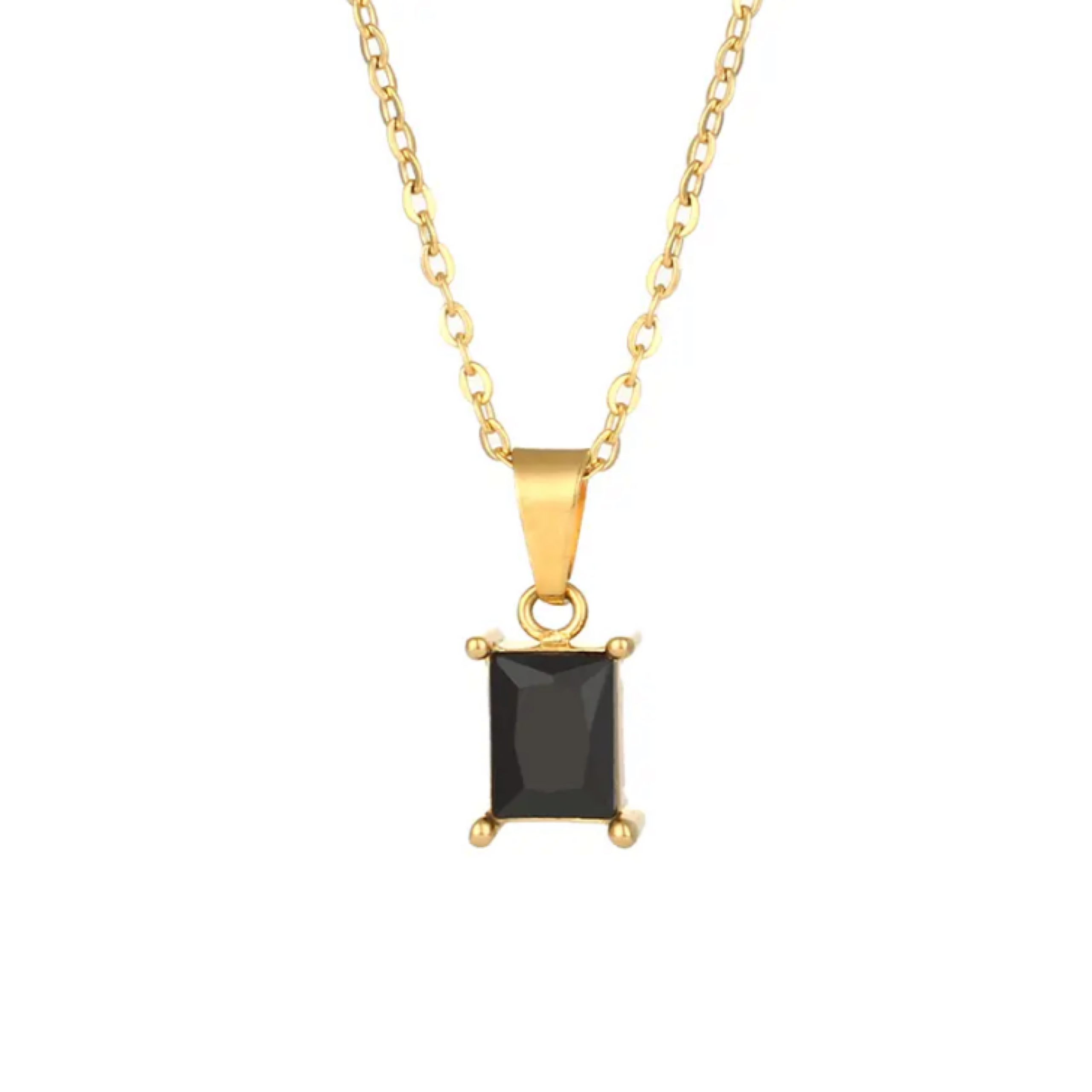 Black Cubic Zirconia Princess Cut Necklace