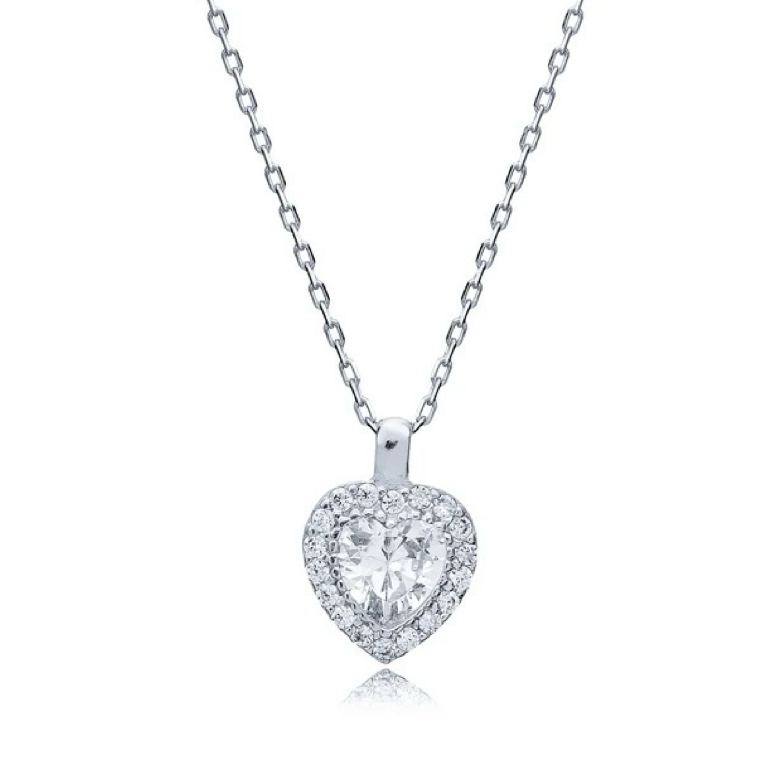 Heart Cubic Zirconia Silver Pendant Necklace