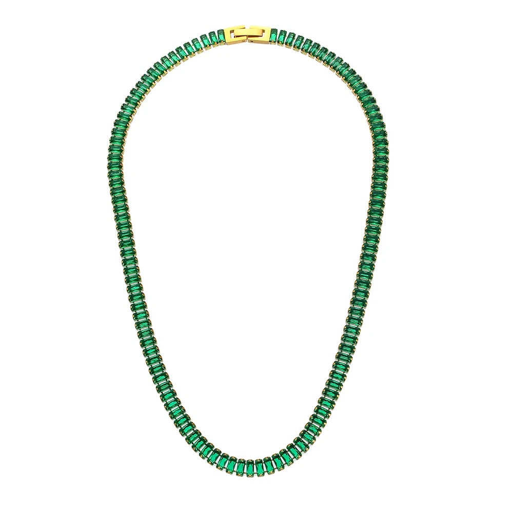 Glam Emerald Green Cubic Zirconia Choker Necklace