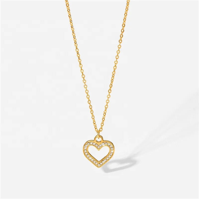 Heart Cubic Zirconia Gold Pendant Necklace