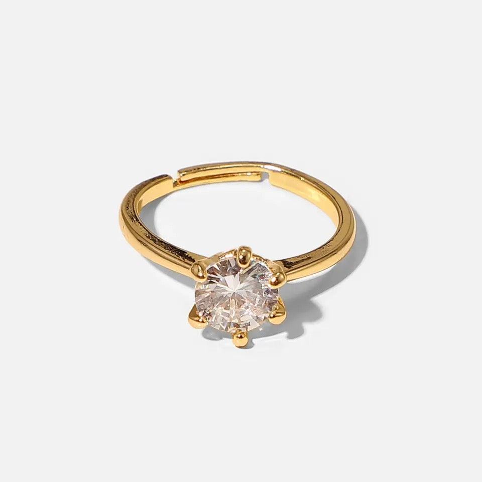 Solitaire Cubic Zirconia Adjustable Ring