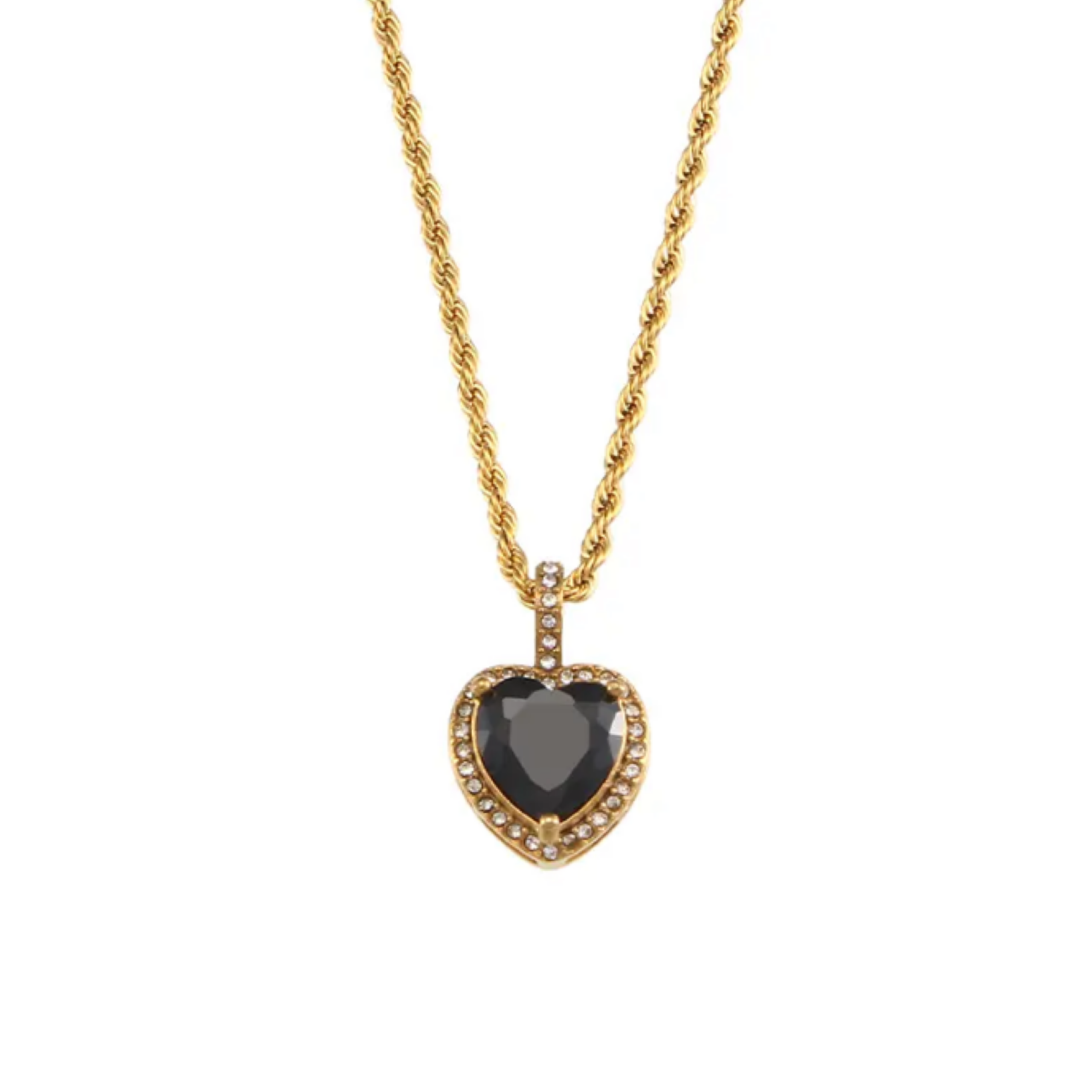 Black Heart Cubic Zirconia Pendant Necklace