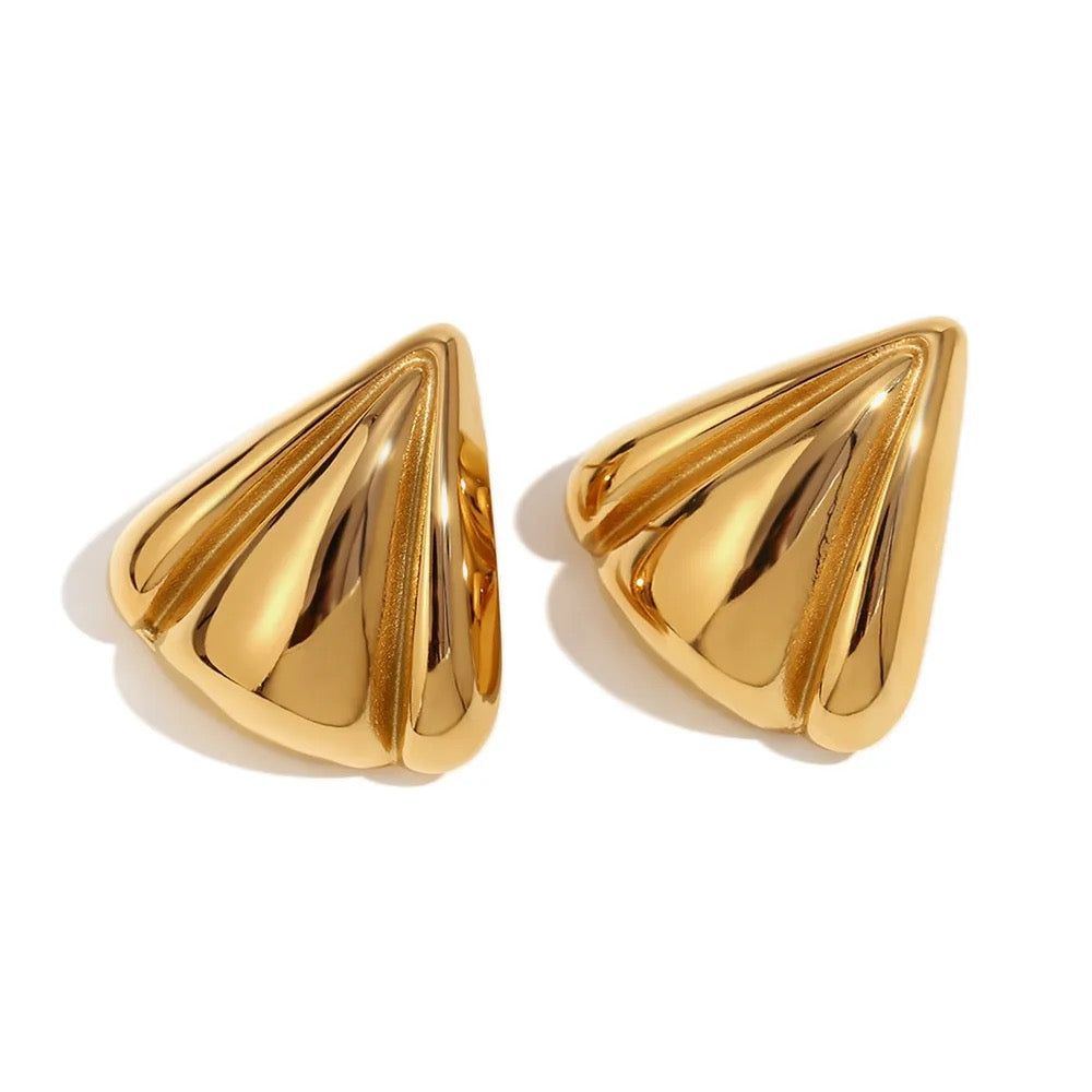 Chunky Gold Triangle Earrings