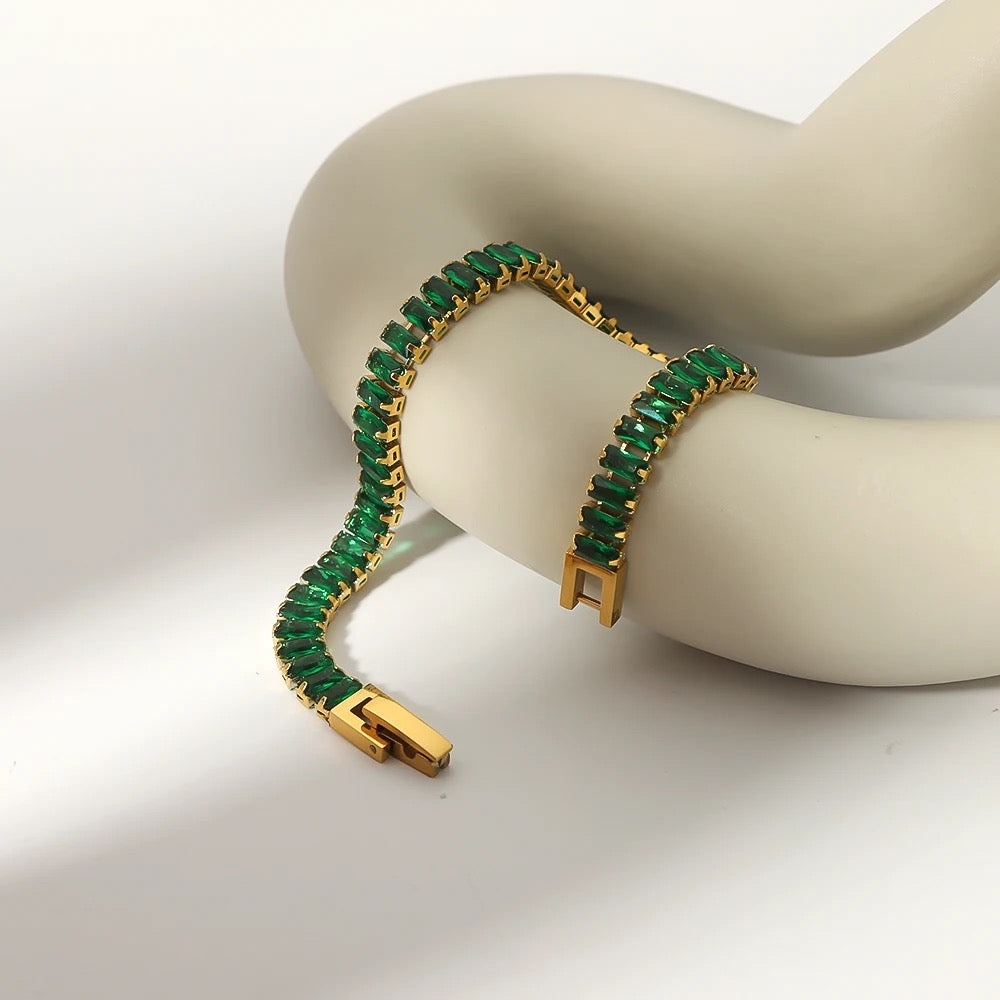 Glam Emerald Green Cubic Zirconia Bracelet