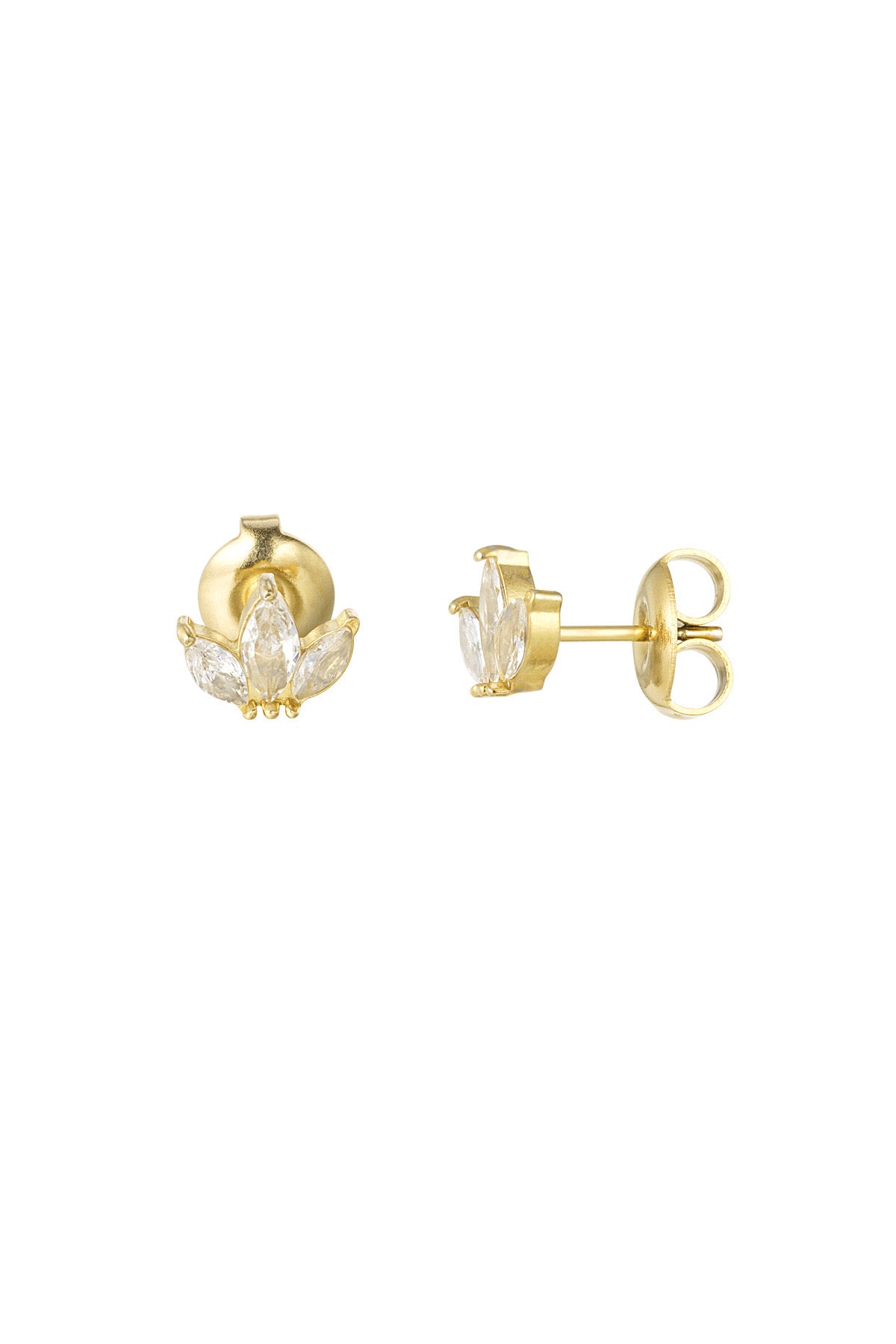 Cubic Zirconia Gold Stud Earrings