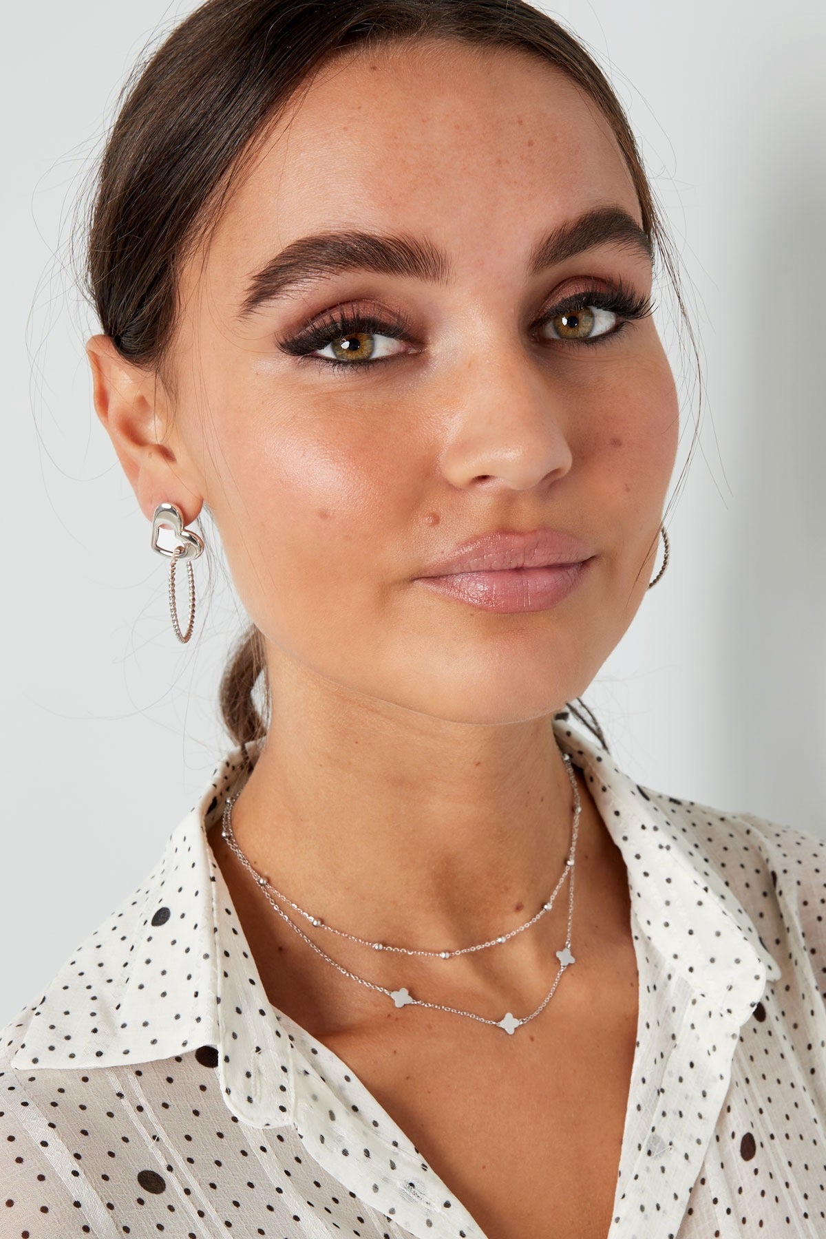 Gold Clover Double Chain Necklace