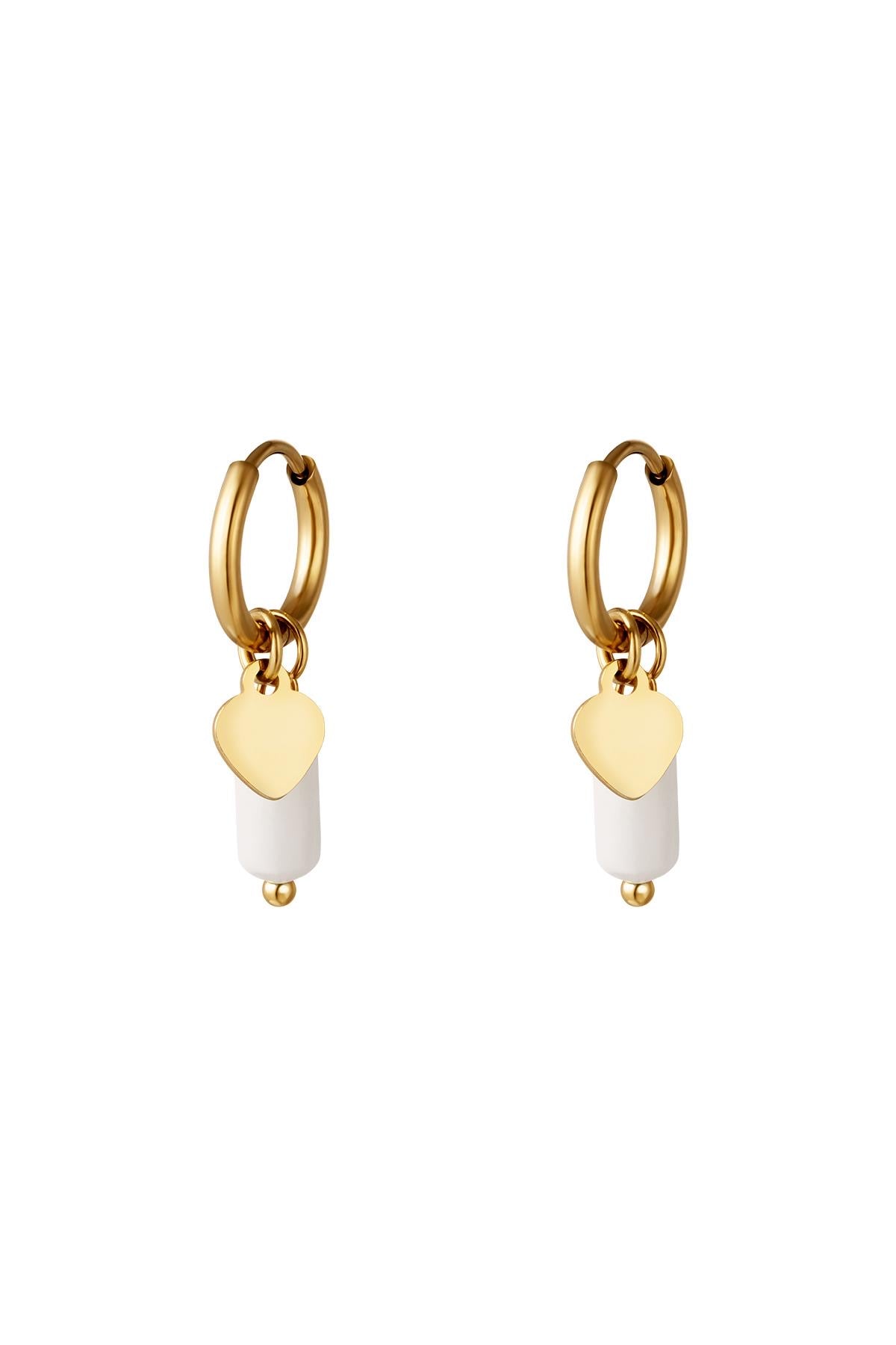 Gold Heart Charm Drop Earrings