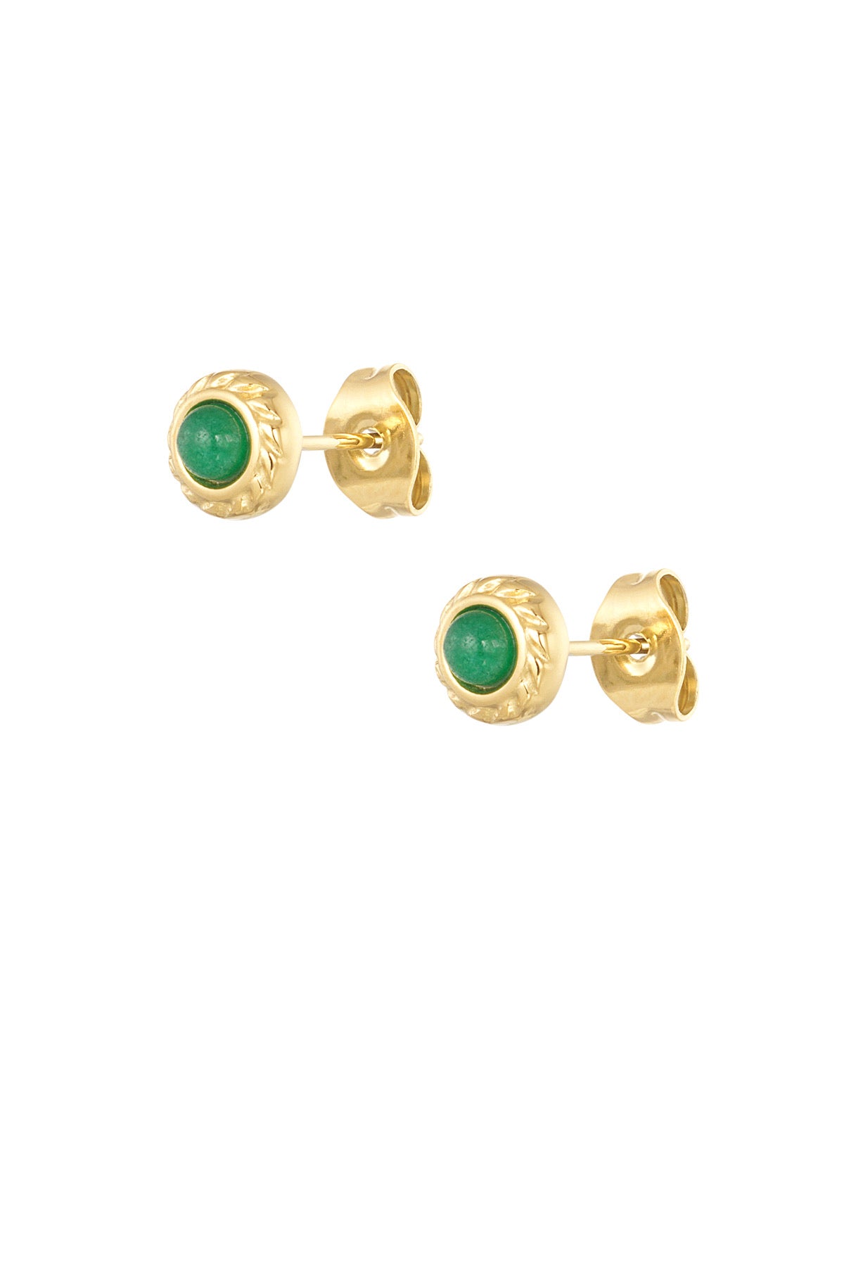 Emerald Green Gold Stud Earrings