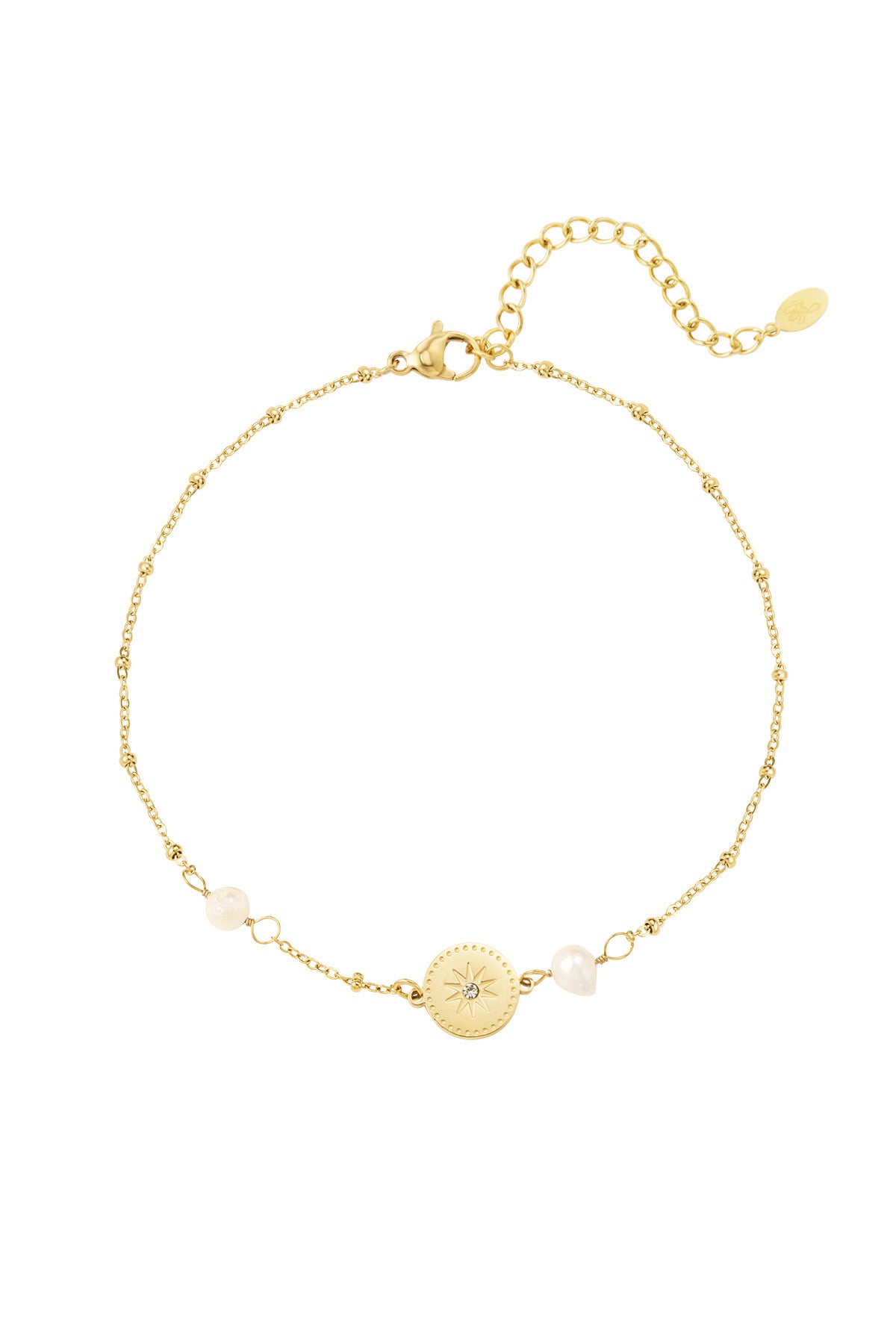 Gold Pearl + Star Charm Anklet