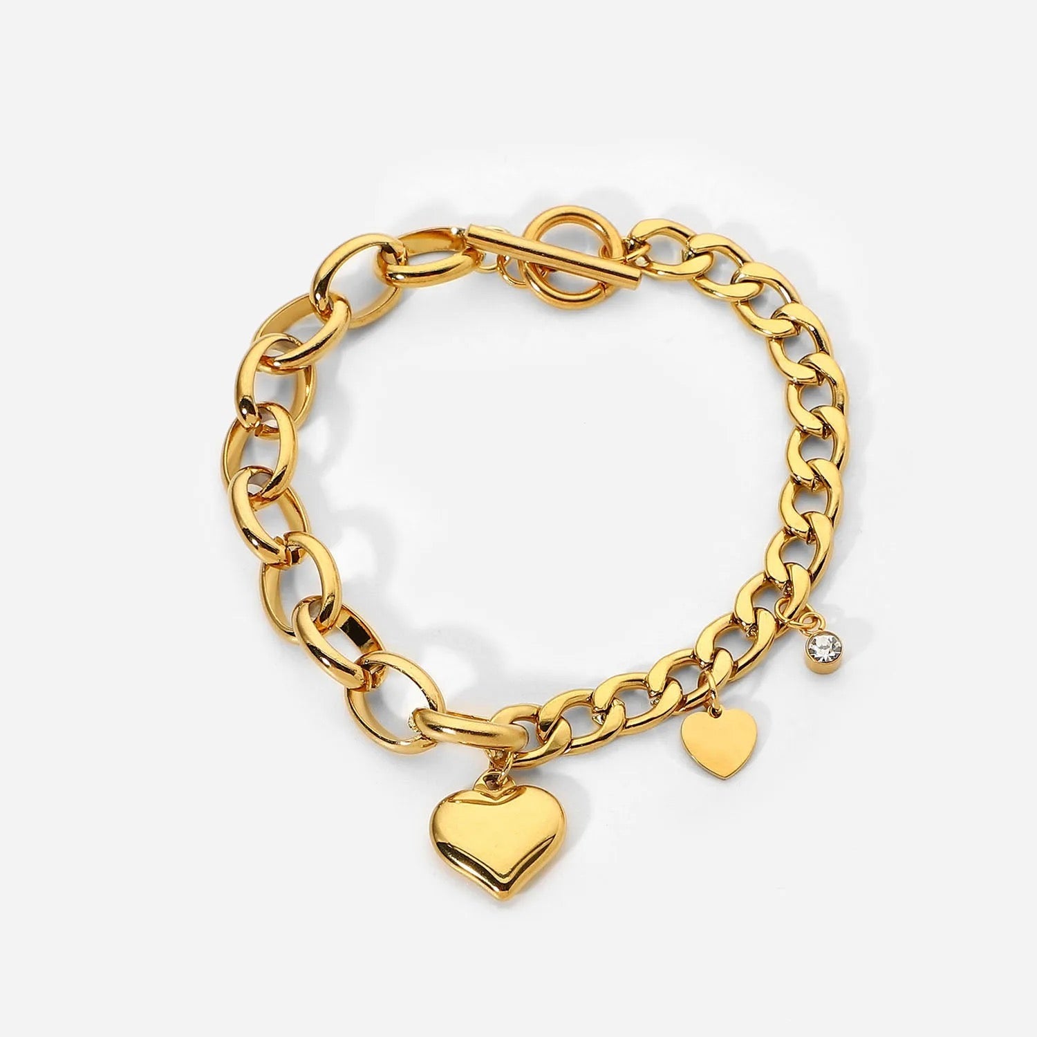 Heart Cubic Zirconia Charm Bracelet