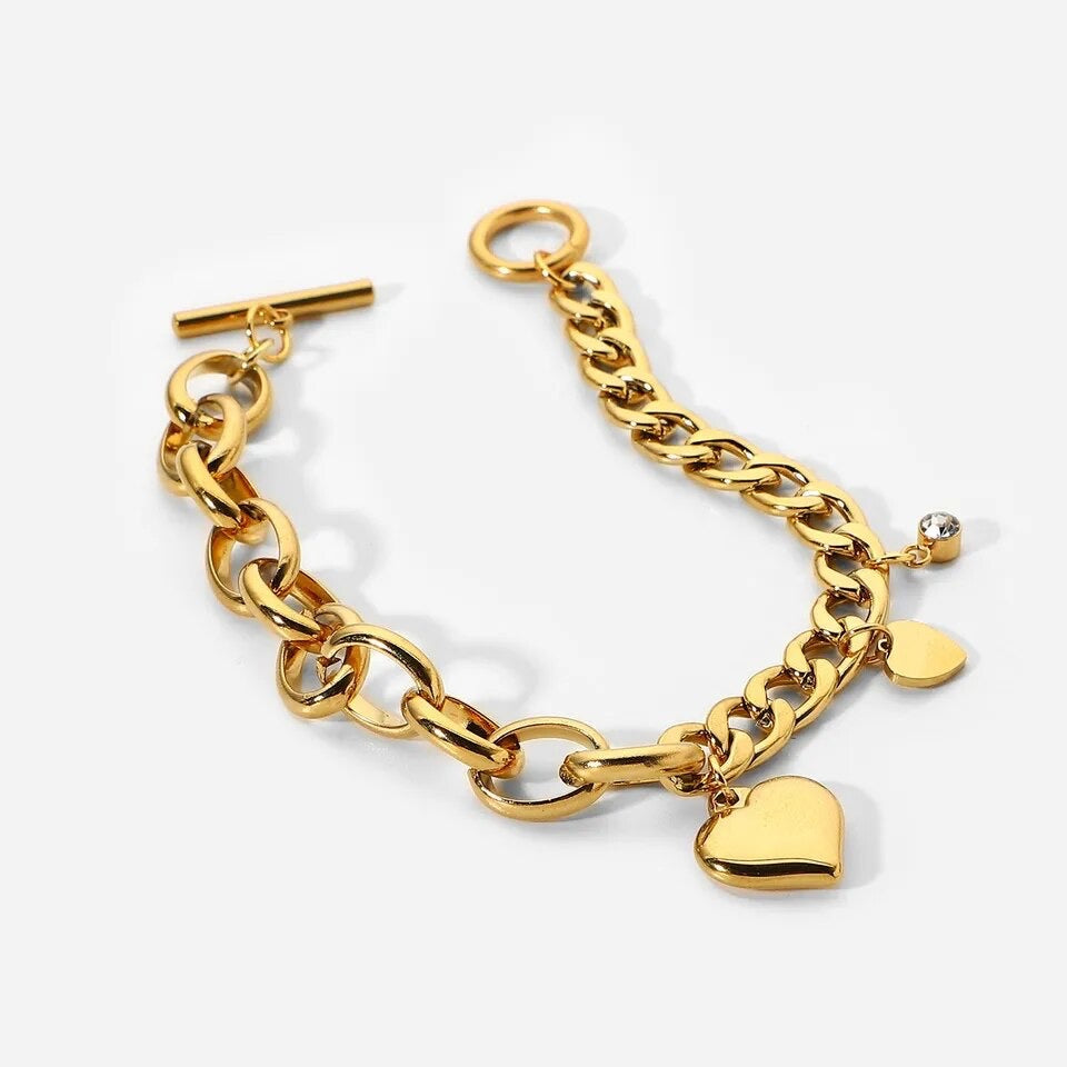 Heart Cubic Zirconia Charm Bracelet