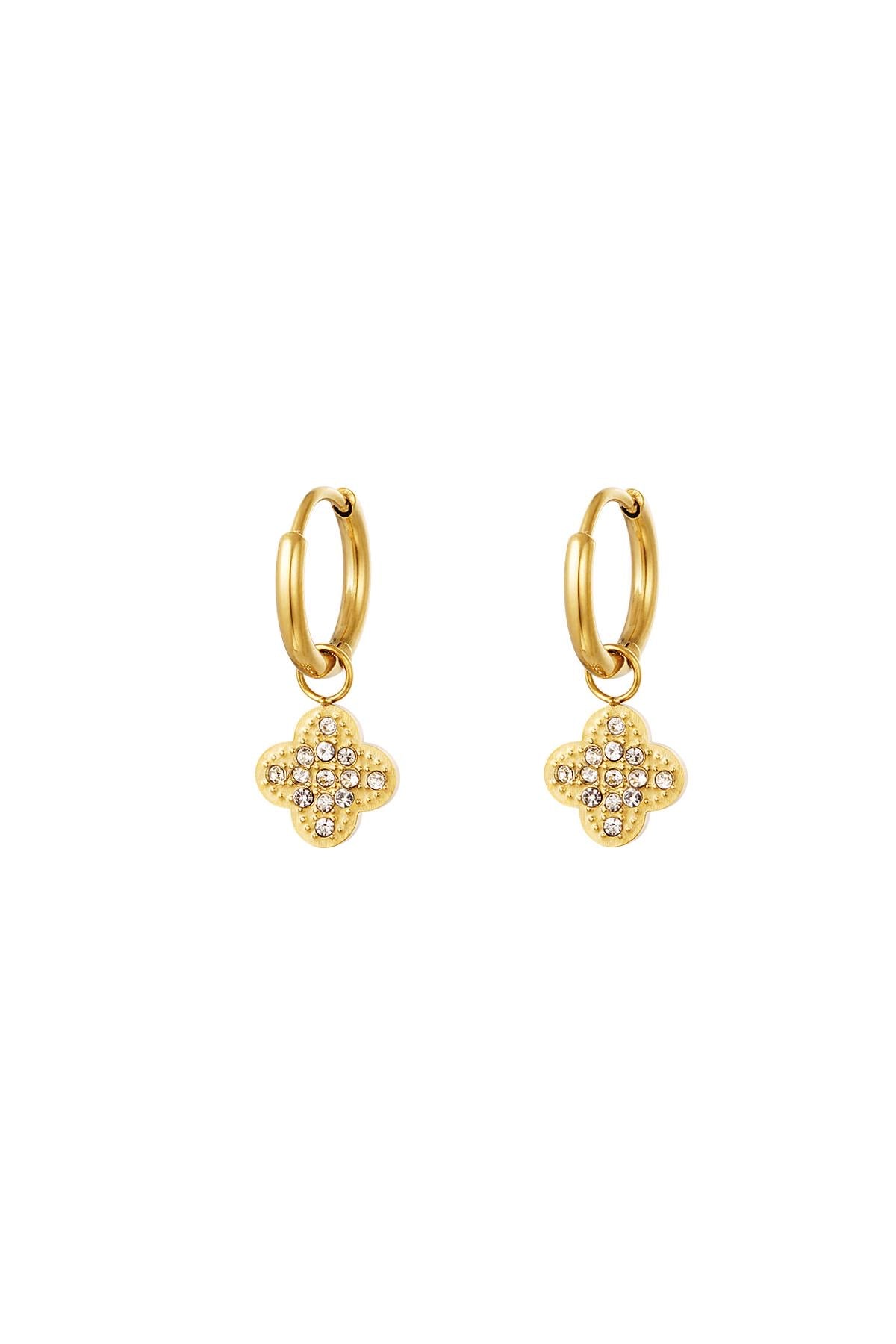 Cubic Zirconia Clover Gold Drop Earrings