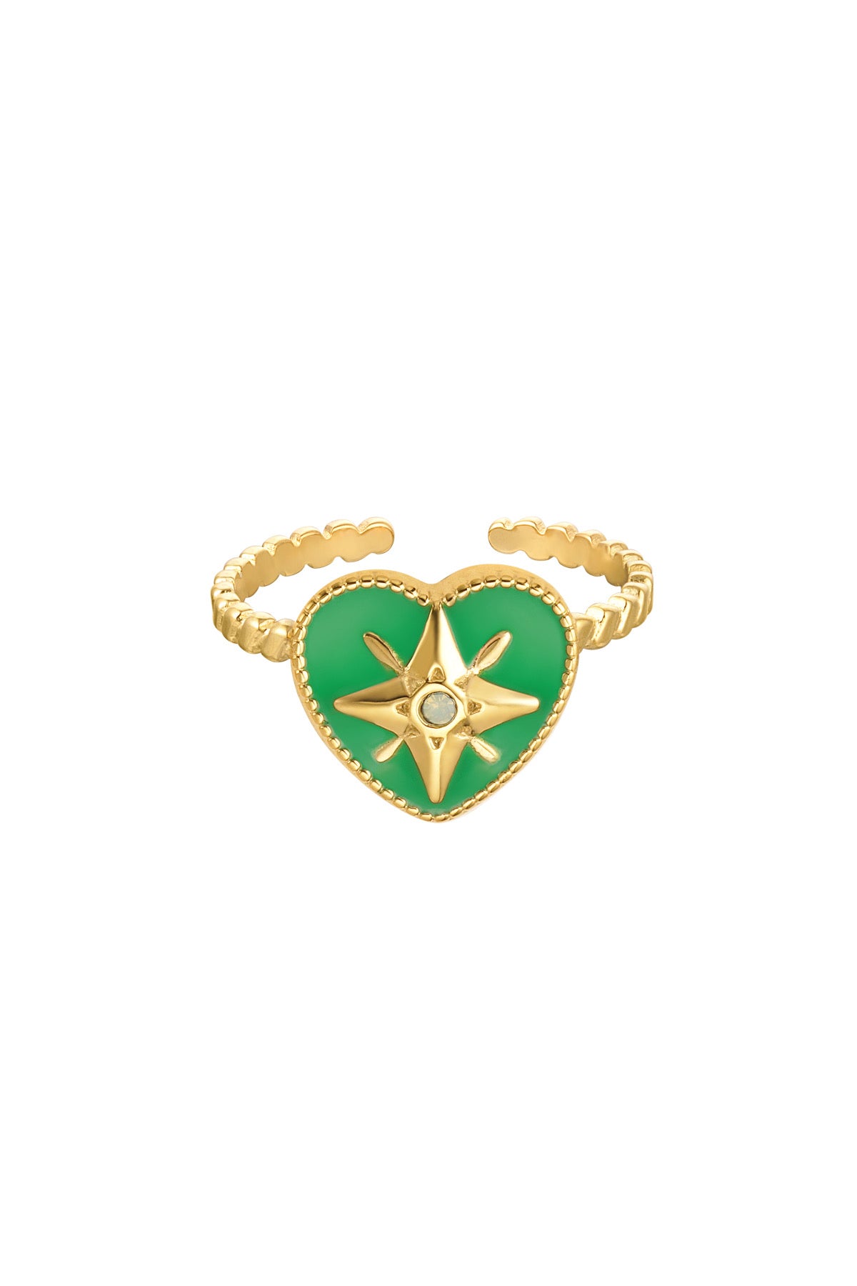 Emerald Cubic Zirconia Heart Adjustable Ring