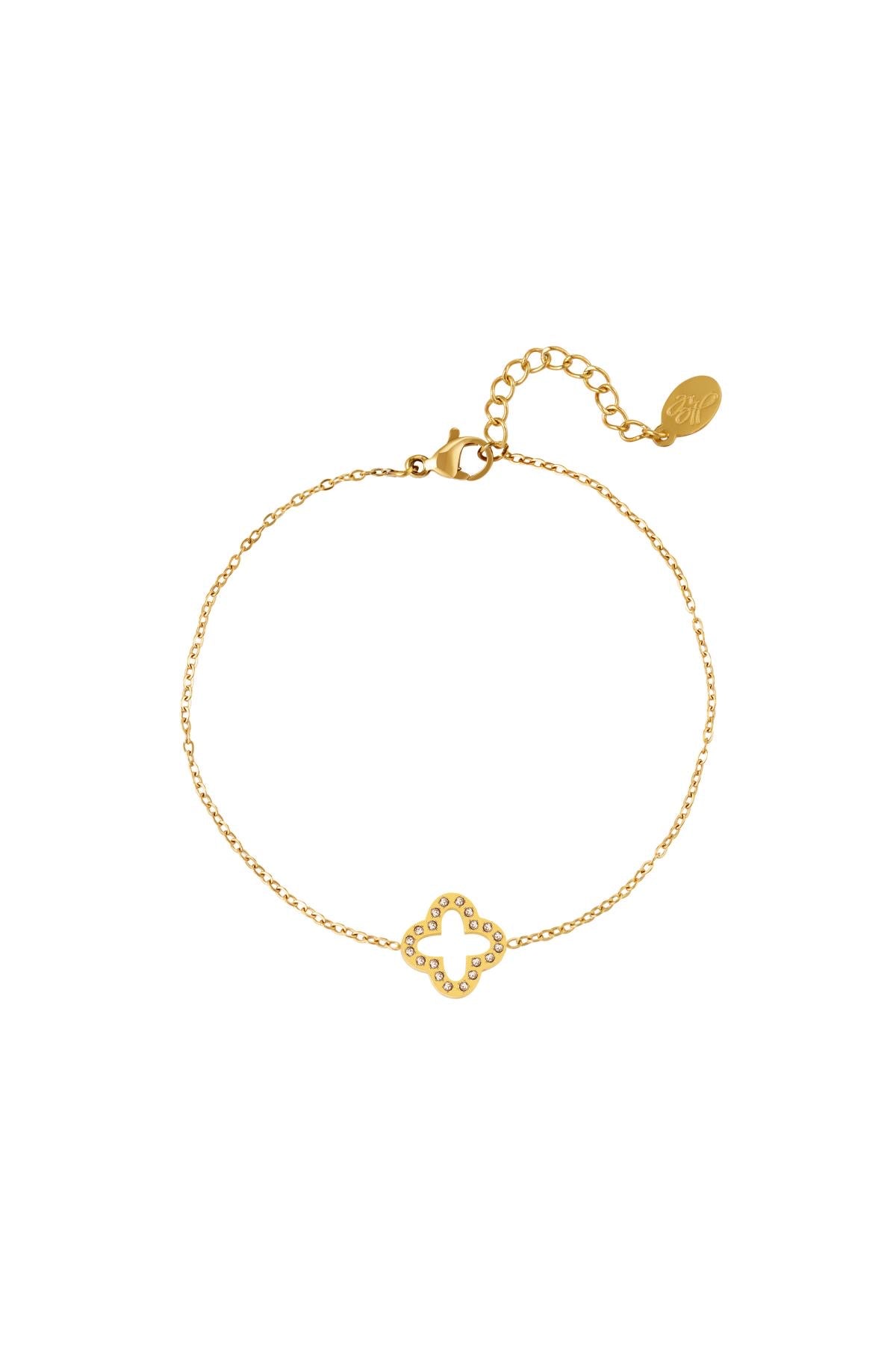 Cubic Zirconia Clover Gold Bracelet