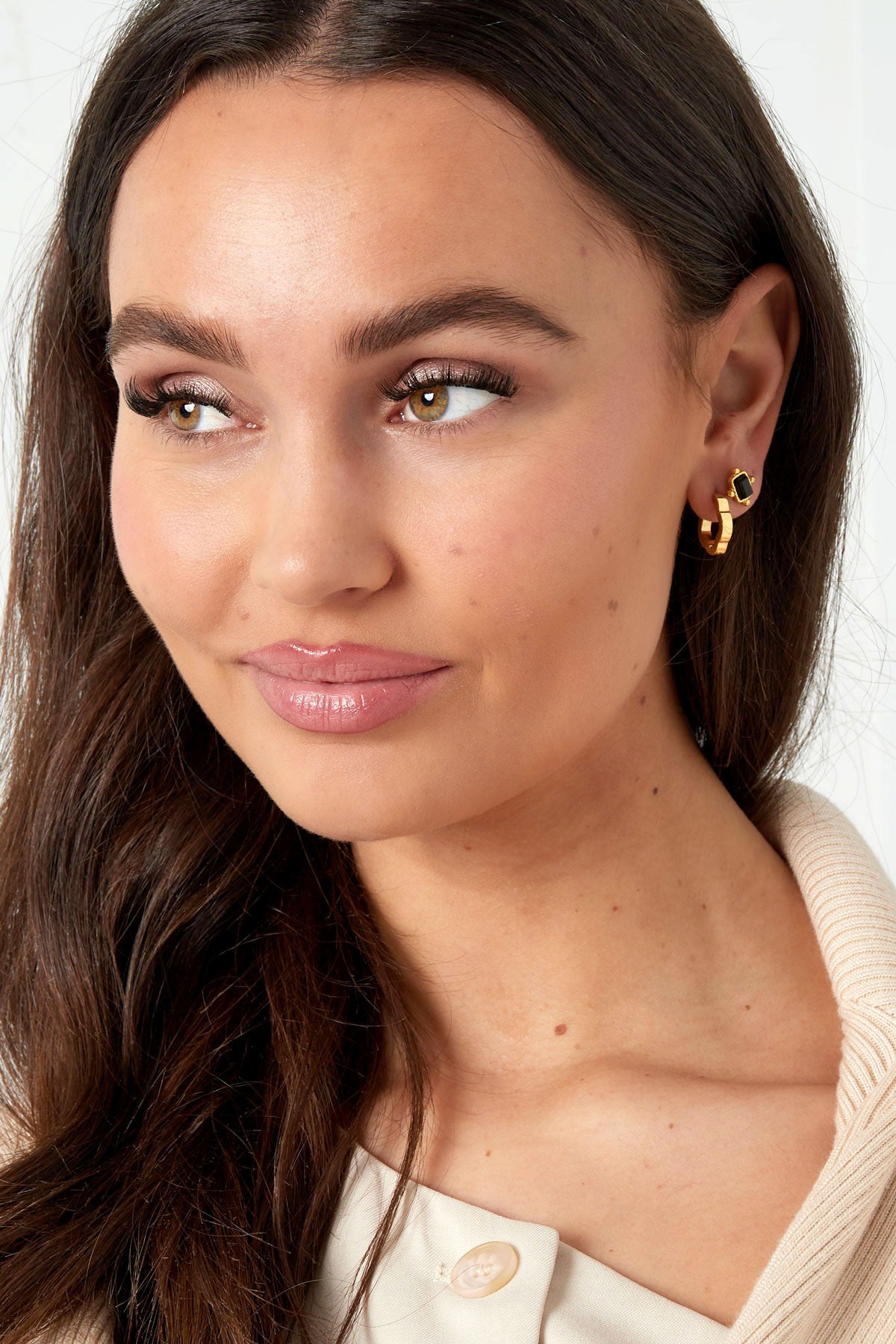 Gold Clover Hoop Earrings