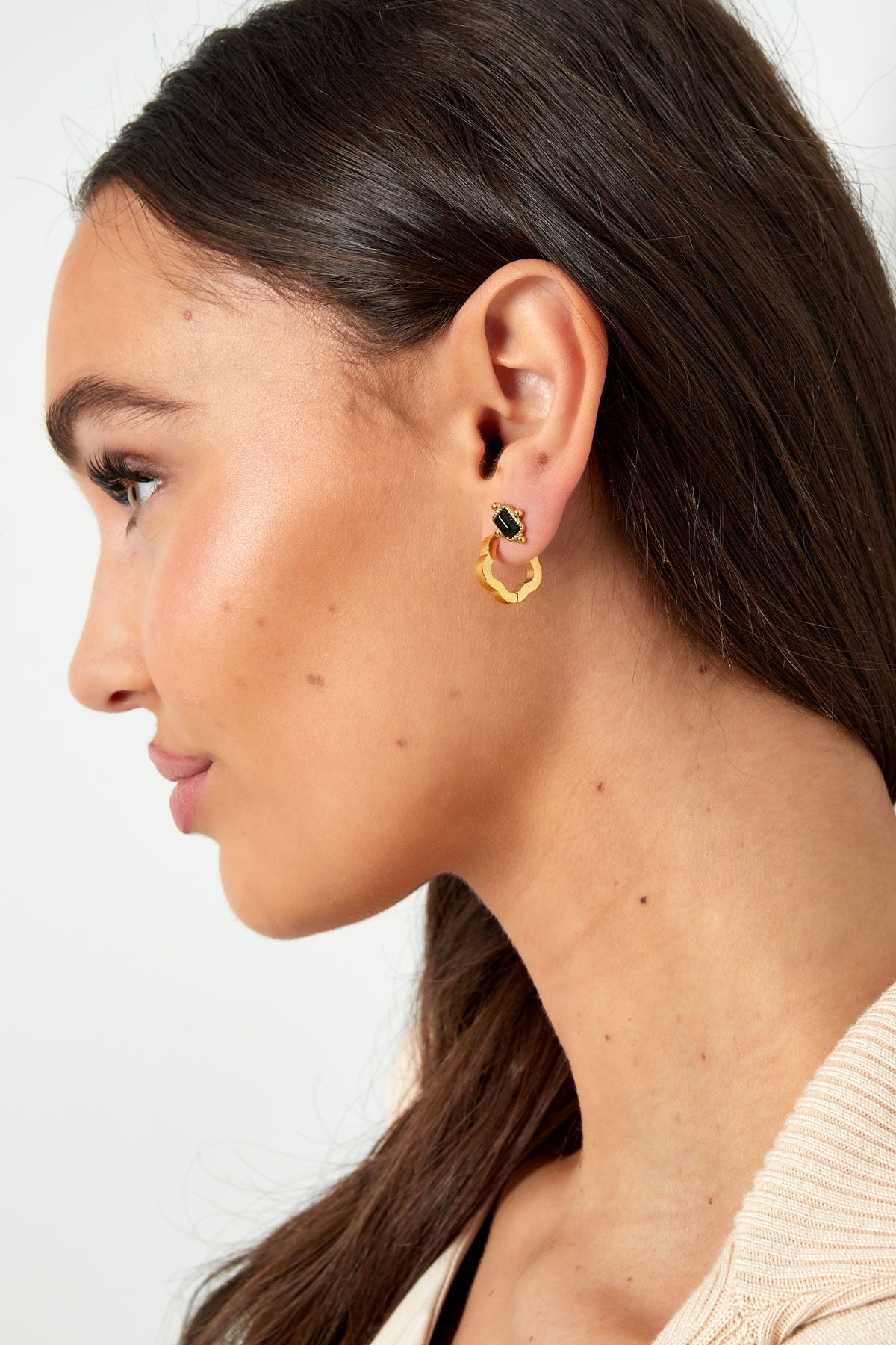 Gold Clover Hoop Earrings