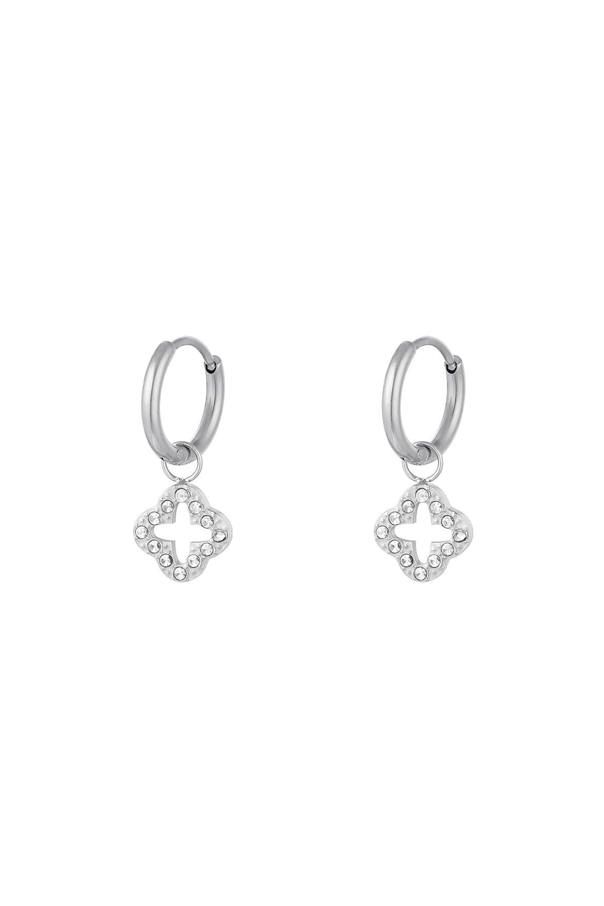 Cubic Zirconia Clover Silver Drop Earrings