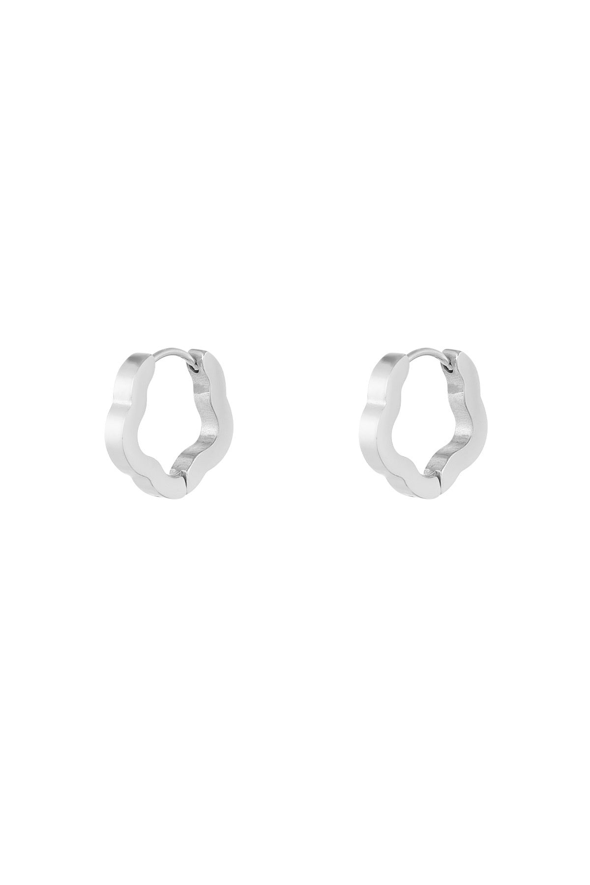 Silver Clover Hoop Earrings