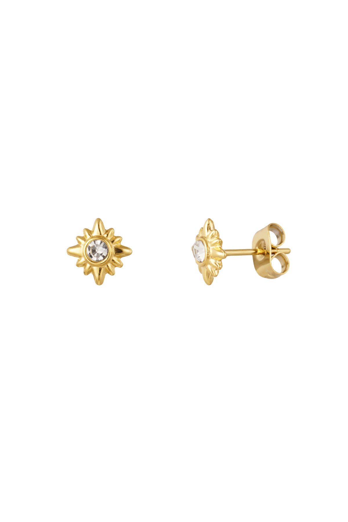 Gold Star Cubic Zirconia Stud Earrings