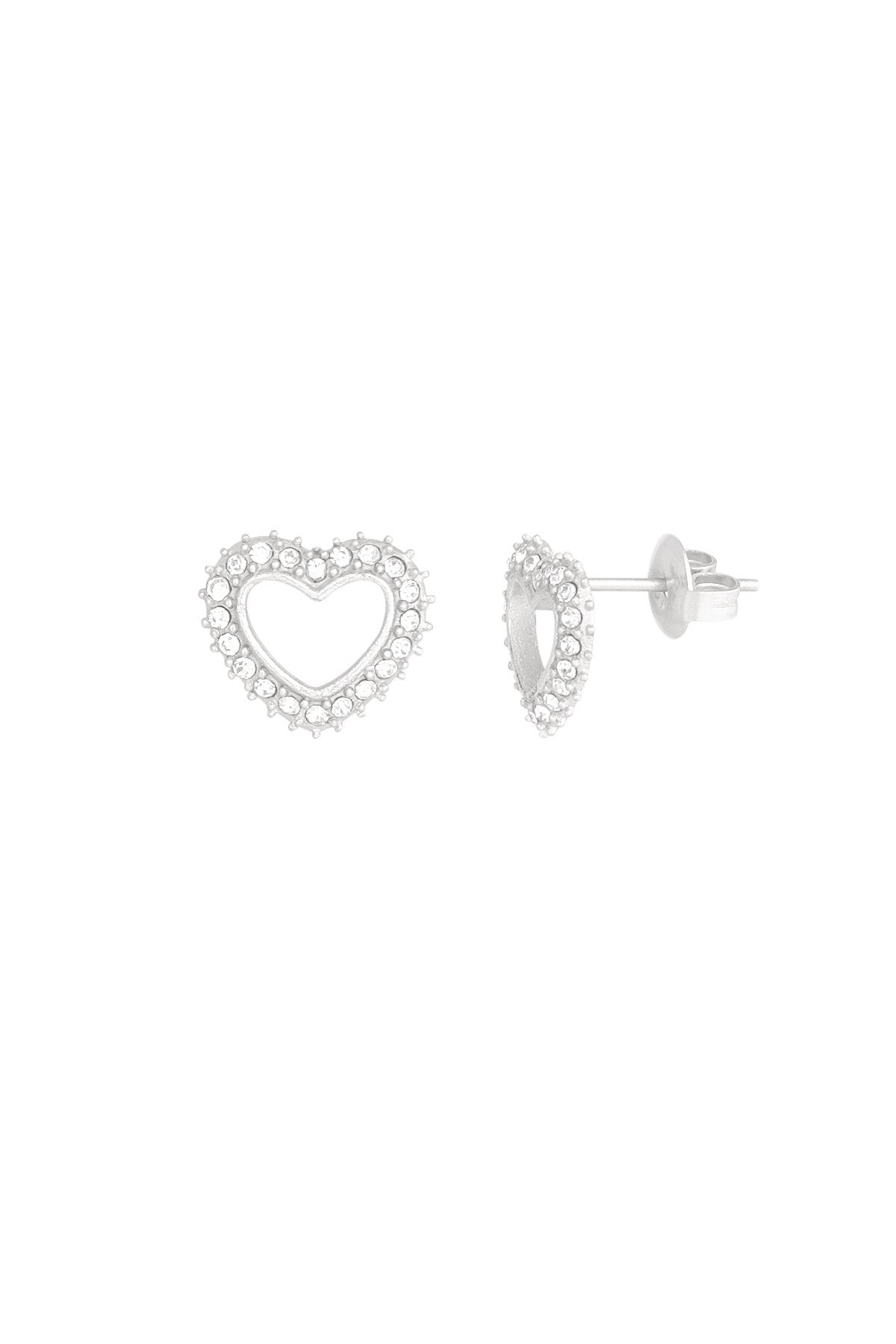 Silver Heart Cubic Zirconia Stud Earrings