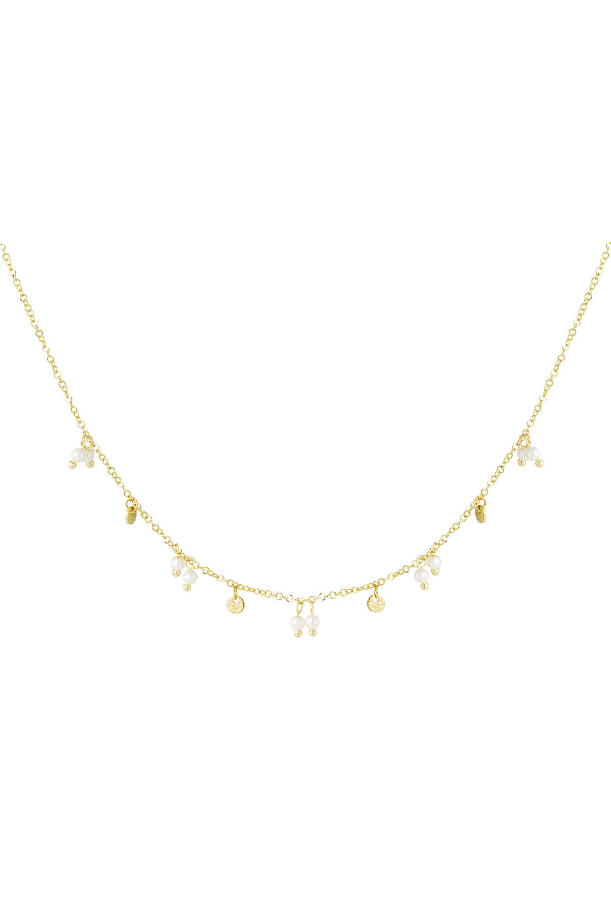 Gold Pearl Charm Necklace